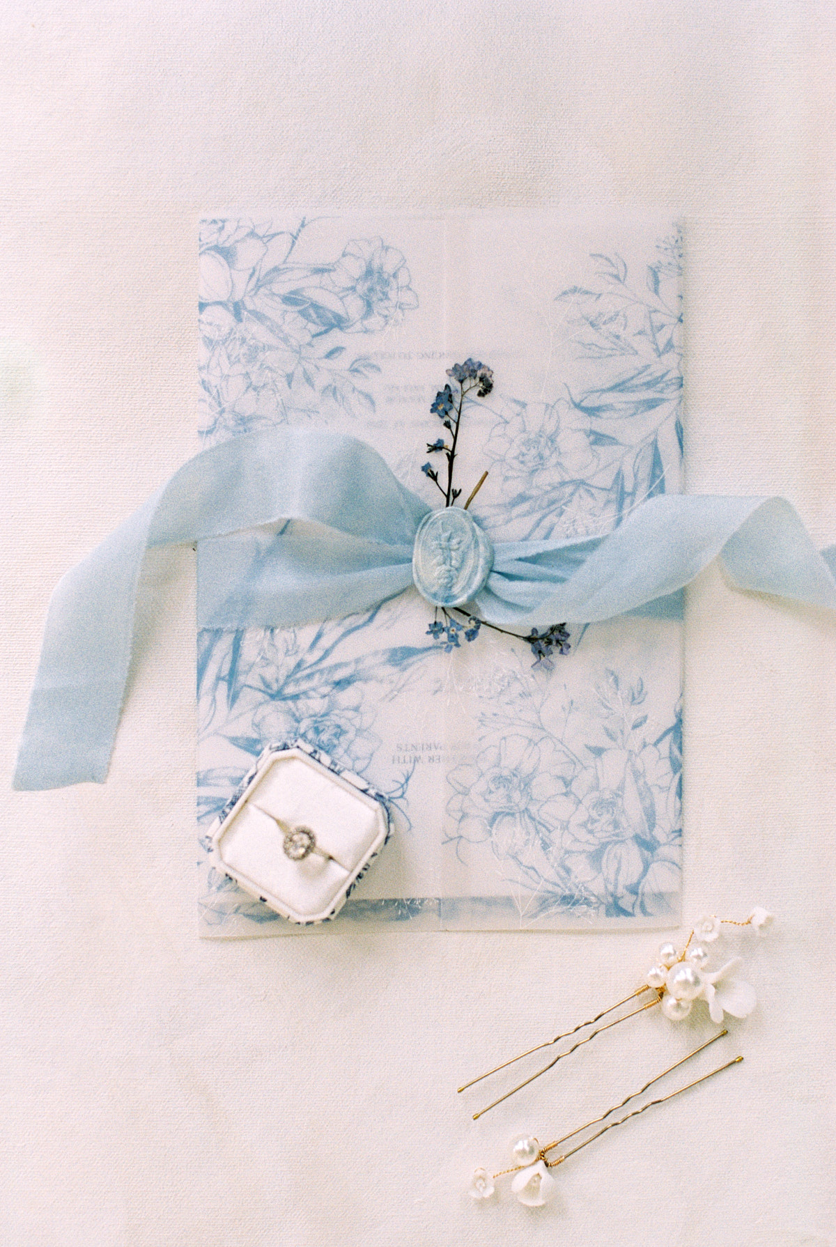 blue wedding invitation suit