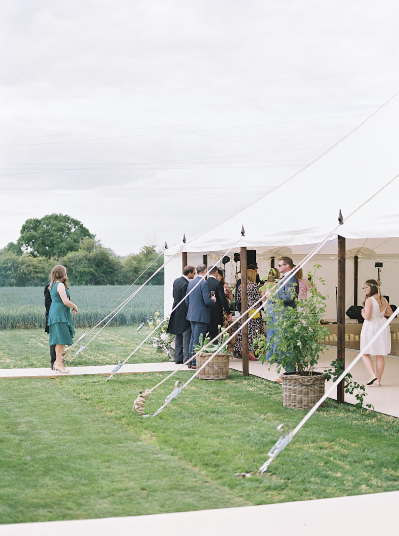 guests arriving at the marquee wedding breakfast