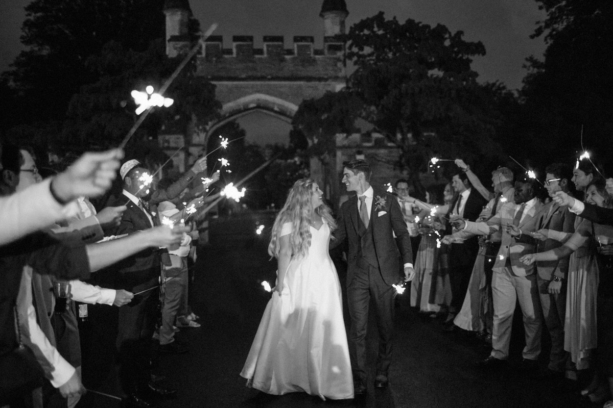 wedding sparklers at night